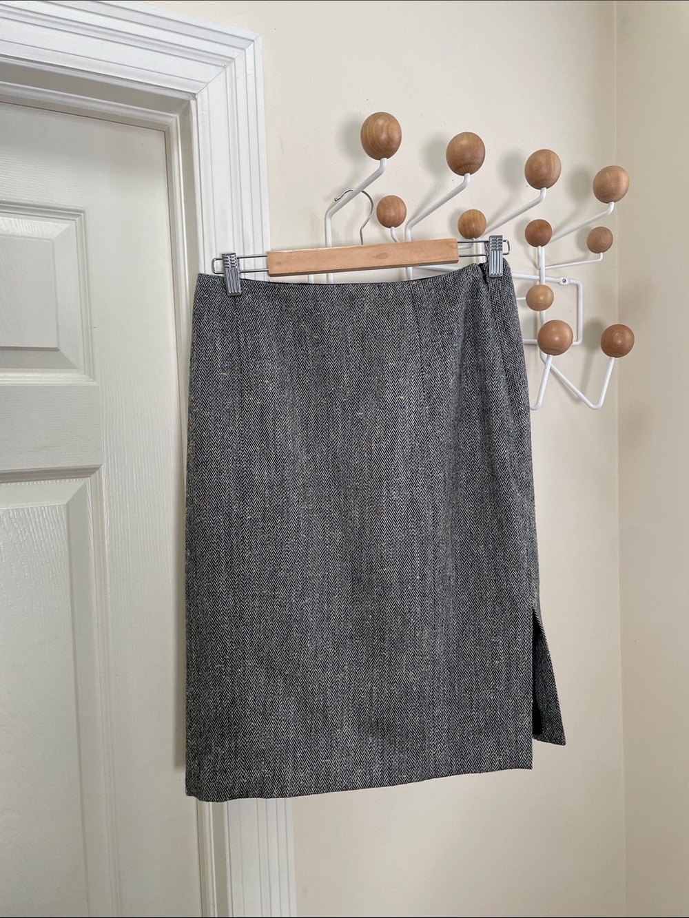 Franco Mirabelli - Wool Blend Herringbone Skirt - Black / White - 8